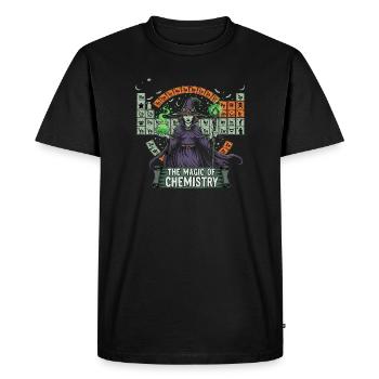 Sorcière avec potions et tableau périodique - T-shirt Premium bio Homme - noir - Devant - Nico (187cm)