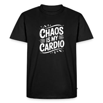 Le chaos, c’est mon cardio - T-shirt Premium bio Homme - noir - Devant - Nico (187cm)