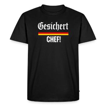 Gesichert Chef!  - Männer Premium Bio T-Shirt - Schwarz - Vorne - Nico (187cm)