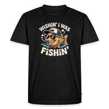 Poisson-grenouille drôle avec lunettes de soleil et casquette - T-shirt Premium bio Homme - noir - Devant - Nico (187cm)