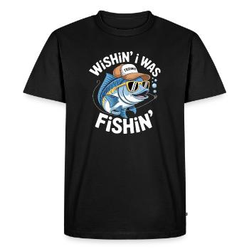 Poisson humoristique avec accessoires de surf - T-shirt Premium bio Homme - noir - Devant - Nico (187cm)
