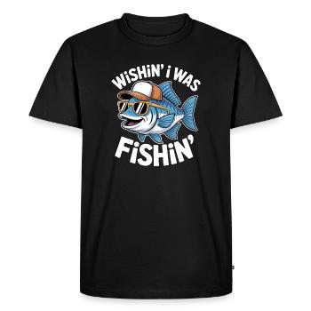 Poisson humoristique avec lunettes de soleil et casquette - T-shirt Premium bio Homme - noir - Devant - Nico (187cm)