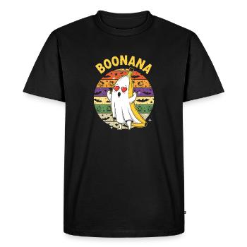 Citrouille fantôme avec banane et flair d’Halloween - T-shirt Premium bio Homme - noir - Devant - Nico (187cm)