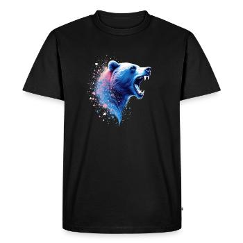 Tête d’ours rugissant Énergie sauvage - T-shirt Premium bio Homme - noir - Devant - Nico (187cm)