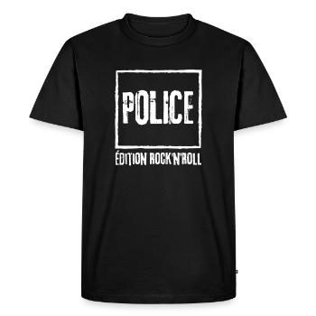 Rock Edition Font - Men's Premium Organic T-Shirt - black - Front - Nico (187cm)