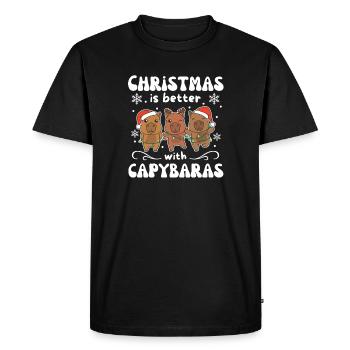 Noël c’est mieux avec des capybaras - T-shirt Premium bio Homme - noir - Devant - Nico (187cm)