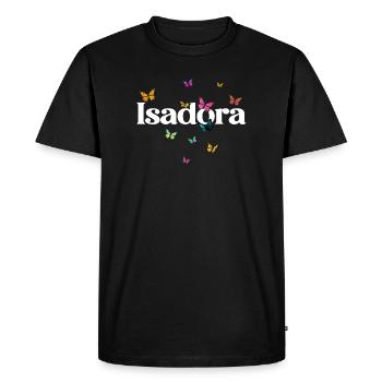 Beau prénom de fille avec des papillons ISADORA - T-shirt Premium bio Homme - noir - Devant - Nico (187cm)