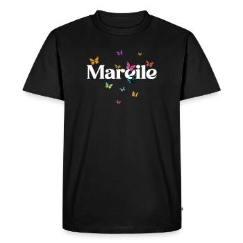Beau nom de fille avec des papillons MAREILE - T-shirt Premium bio Homme - noir - Devant - Nico (187cm)