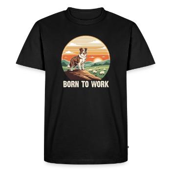 Border Collie né pour travailler, propriétaire rétro de chiens - T-shirt Premium bio Homme - noir - Devant - Nico (187cm)