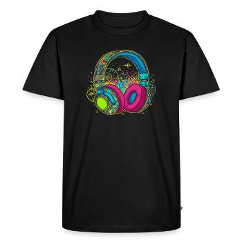 Vibrant Abstract Headphones Design - Men's Premium Organic T-Shirt - black - Front - Nico (187cm)