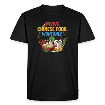 Chinese Food Love Wont Only T-Shirt - Men's Premium Organic T-Shirt - black - Front - Nico (187cm)