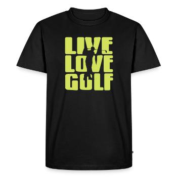 Citation drôle pour les golfeurs : Vivez votre vie, jouez au golf - T-shirt Premium bio Homme - noir - Devant - Nico (187cm)