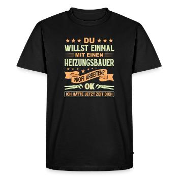 Chauffagiste Plombier Plombier de construction chauffage - T-shirt Premium bio Homme - noir - Devant - Nico (187cm)