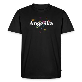 Beautiful girl's name with butterflies ANGELIKA - Men's Premium Organic T-Shirt - black - Front - Nico (187cm)