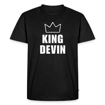 Devin Name with Letter D - King Crown Shirt - Men's Premium Organic T-Shirt - black - Front - Nico (187cm)