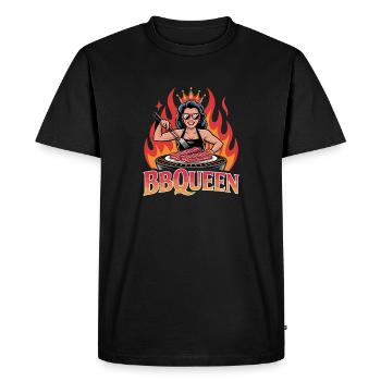 BBQUEEN Grill Queen with Crown Flames and - Men's Premium Organic T-Shirt - black - Front - Nico (187cm)
