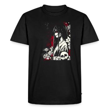 Horreur manga fille en kimono aux yeux rouges - T-shirt Premium bio Homme - noir - Devant - Nico (187cm)
