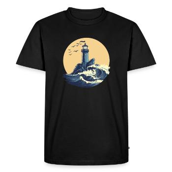 Lighthouse on a stormy sea - Men's Premium Organic T-Shirt - black - Front - Nico (187cm)