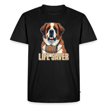 Saint Bernard Life Saver – Rescue Dog Cartoon - Men's Premium Organic T-Shirt - black - Front - Nico (187cm)