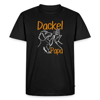 Teckel Papa Chien Motif Drôle Fête des Pères Teckel - T-shirt Premium bio Homme - noir - Devant - Nico (187cm)