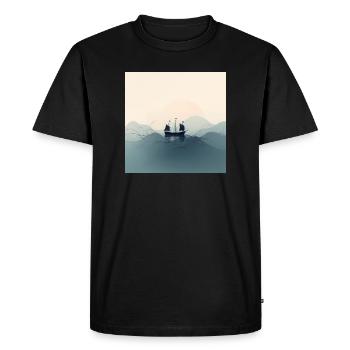 Sailing boat in minimalist ocean - Men's Premium Organic T-Shirt - black - Front - Nico (187cm)
