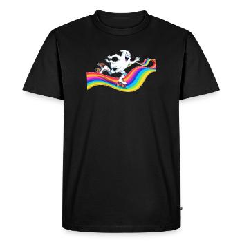 Ghost roller skating on rainbow rink - Men's Premium Organic T-Shirt - black - Front - Nico (187cm)
