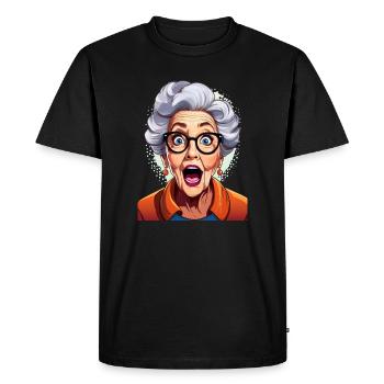 Astonished grandmother - Men's Premium Organic T-Shirt - black - Front - Nico (187cm)