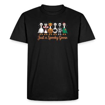Ambiance Halloween avec Just A Spooky Goose - T-shirt Premium bio Homme - noir - Devant - Nico (187cm)