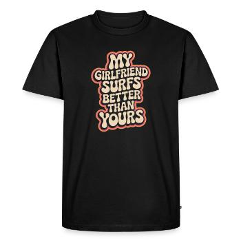 Surfer Ma copine surfe mieux que la tienne Surf - T-shirt Premium bio Homme - noir - Devant - Nico (187cm)