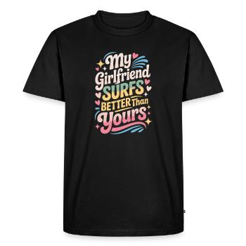 Surfer Ma copine surfe mieux que la tienne Surf - T-shirt Premium bio Homme - noir - Devant - Nico (187cm)