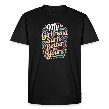 Surfer Ma copine surfe mieux que la tienne Surf - T-shirt Premium bio Homme - noir - Devant - Nico (187cm)