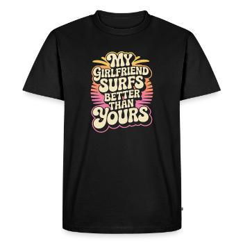 Surfer Ma copine surfe mieux que la tienne Surf - T-shirt Premium bio Homme - noir - Devant - Nico (187cm)