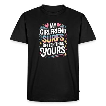 Surfer Ma copine surfe mieux que la tienne Surf - T-shirt Premium bio Homme - noir - Devant - Nico (187cm)