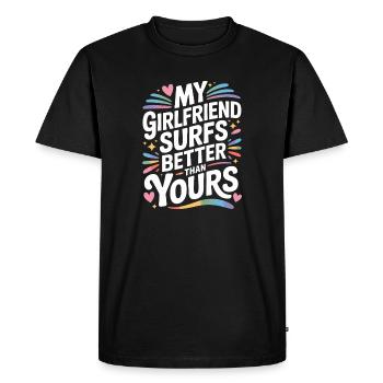 Surfer Ma copine surfe mieux que la tienne Surf - T-shirt Premium bio Homme - noir - Devant - Nico (187cm)