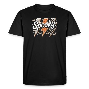 Effrayant Rétro Foudre Halloween - T-shirt Premium bio Homme - noir - Devant - Nico (187cm)
