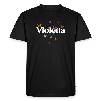 Beautiful girl's name with butterflies VIOLETTA - Men's Premium Organic T-Shirt - black - Front - Nico (187cm)