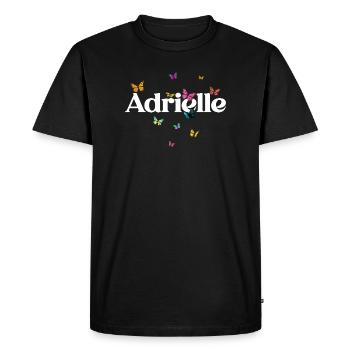 Beau prénom de fille avec des papillons ADRIELLE - T-shirt Premium bio Homme - noir - Devant - Nico (187cm)