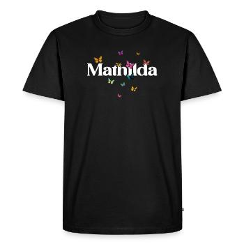 Beau prénom de fille avec des papillons MATHILDA - T-shirt Premium bio Homme - noir - Devant - Nico (187cm)