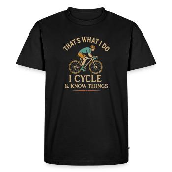 C'est ce que je fais, je fais du vélo et je connais Din - T-shirt Premium bio Homme - noir - Devant - Nico (187cm)