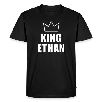Nom d'Ethan avec la lettre E - T-shirt King Crown - T-shirt Premium bio Homme - noir - Devant - Nico (187cm)