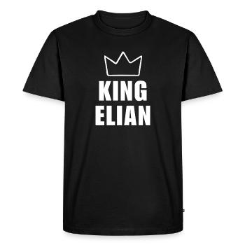 Nom d'Elian avec la lettre E - T-shirt King Crown - T-shirt Premium bio Homme - noir - Devant - Nico (187cm)