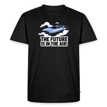 Retro Futuristic Flying Car Design - Men's Premium Organic T-Shirt - black - Front - Nico (187cm)