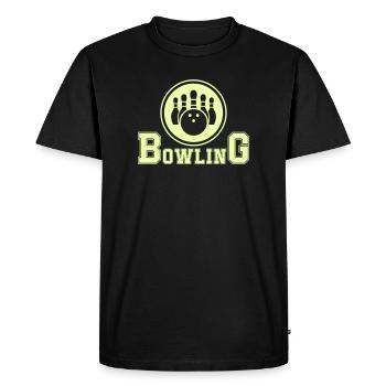 Retro Bowling Design in Neon Green - Men's Premium Organic T-Shirt - black - Front - Nico (187cm)