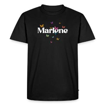 Beautiful girl's name with butterflies MARLENE - Men's Premium Organic T-Shirt - black - Front - Nico (187cm)