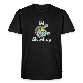 DJ Slowdrop Turtle At the Mixer Rave Vibes - Men's Premium Organic T-Shirt - black - Front - Nico (187cm)