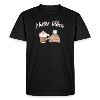 Winter Vibes Cold Season Hat Mug - Men's Premium Organic T-Shirt - black - Front - Nico (187cm)