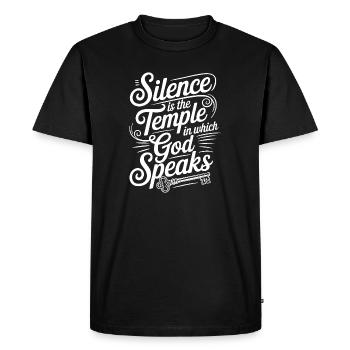 Silence – Dieu parle Design - T-shirt Premium bio Homme - noir - Devant - Nico (187cm)