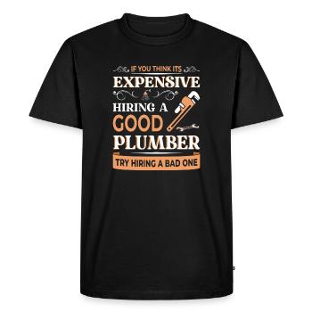Chauffagiste Plombier Plombier de construction chauffage - T-shirt Premium bio Homme - noir - Devant - Nico (187cm)