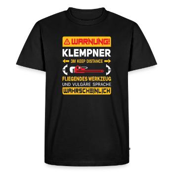 Chauffagiste Plombier Plombier de construction chauffage - T-shirt Premium bio Homme - noir - Devant - Nico (187cm)