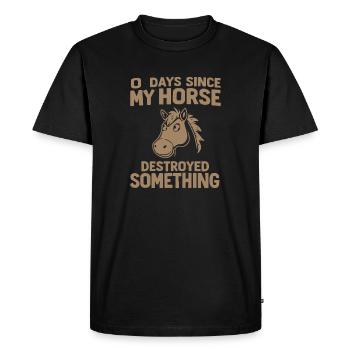 0 Days Since My Horse Destroyed Something Fun - Men's Premium Organic T-Shirt - black - Front - Nico (187cm)